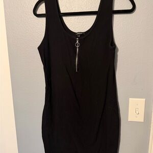 Ambiance Black Ribbed Tank Dress with Ring Zipper
